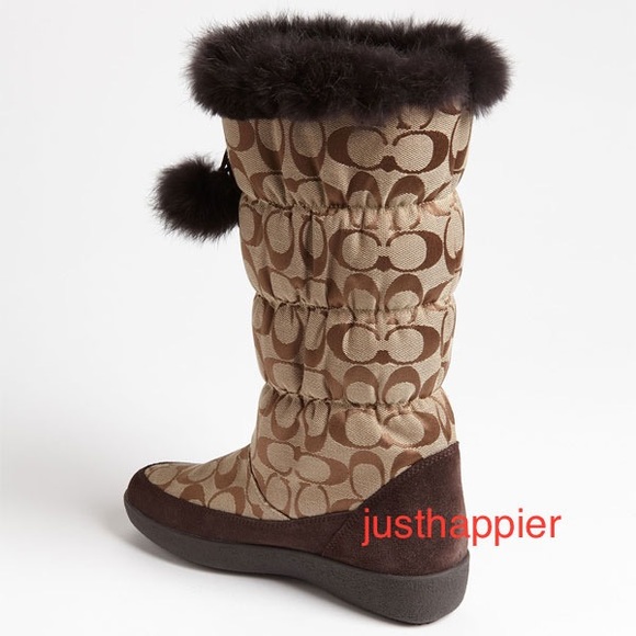 $228 NEW! COACH RABBIT FUR Signature THEONA Winter Snow Boot 6 - Picture 2 of 12